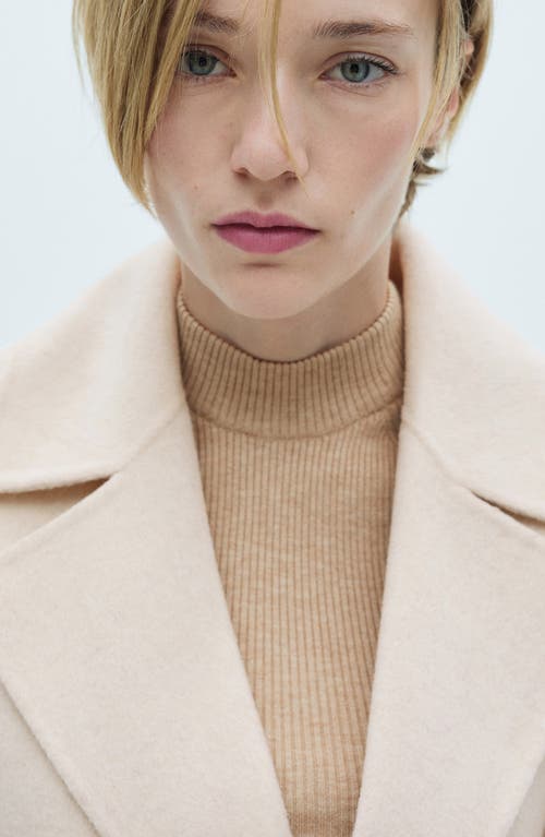 Mango Wool Blend Wrap Coat In Ecru