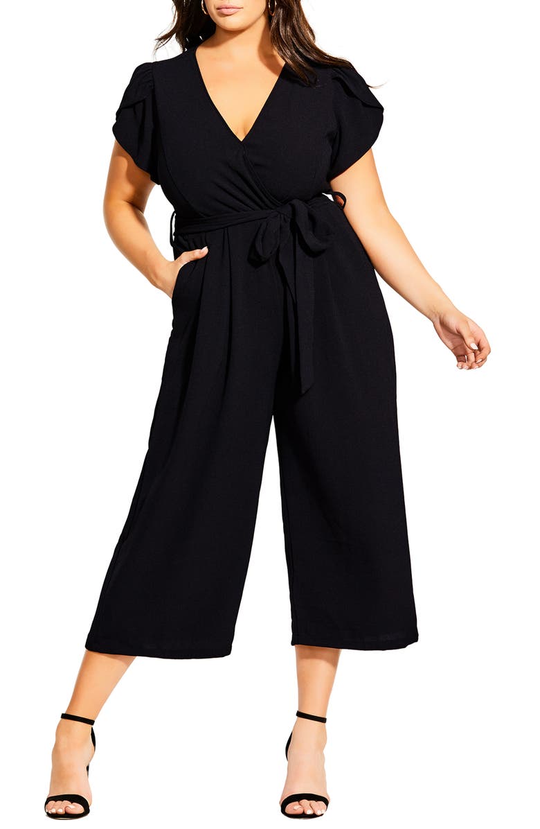 CITY CHIC Zen Out Crop Jumpsuit, Main, color, BLACK