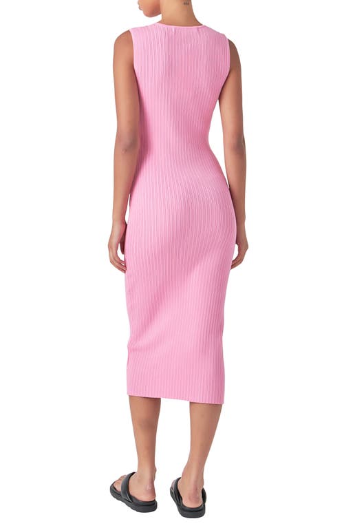 Grey Lab Rib Sleeveless Maxi Sweater Dress In Pink