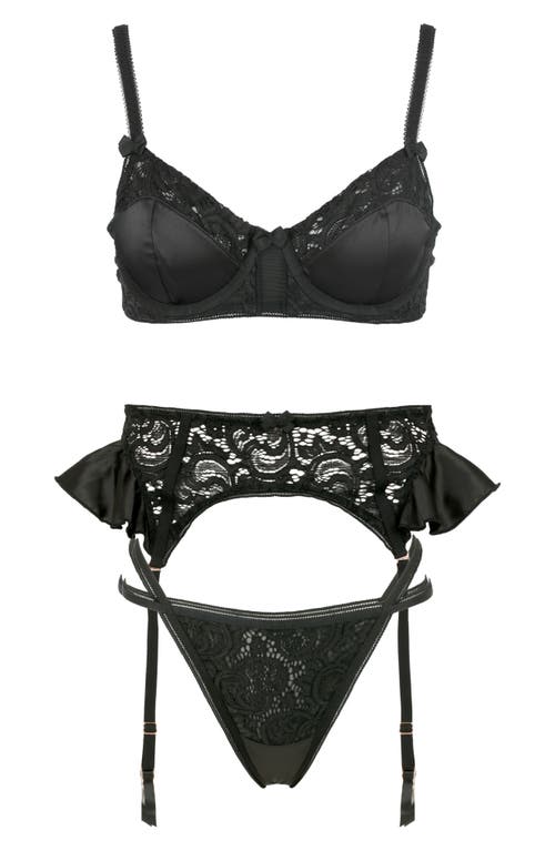 Shop Love, Vera Satin Lace Underwire Bra In Black