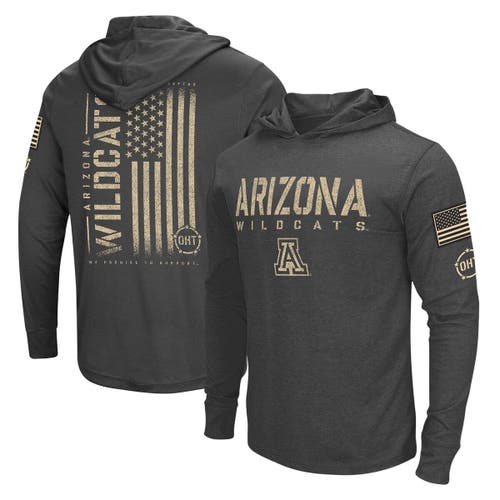 Colosseum Heather Black Arizona Wildcats Team Oht Military Appreciation Long Sleeve Hoodie T-shirt In Heather Black