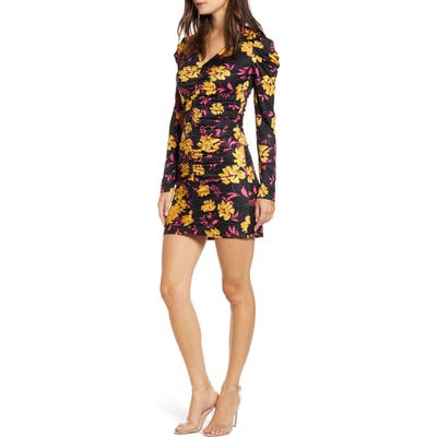 Wayf Fidella Long Sleeve Minidress, Black