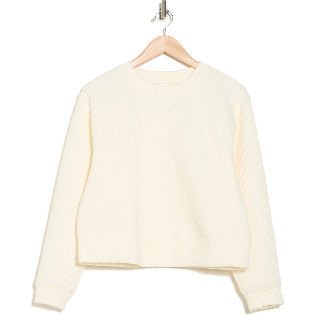 Z By Zella Tilt Quilted Crop Sweatshirt In Ivory Egret