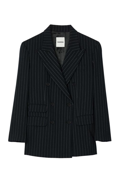 Sandro Courbevoie Striped Blazer In Black