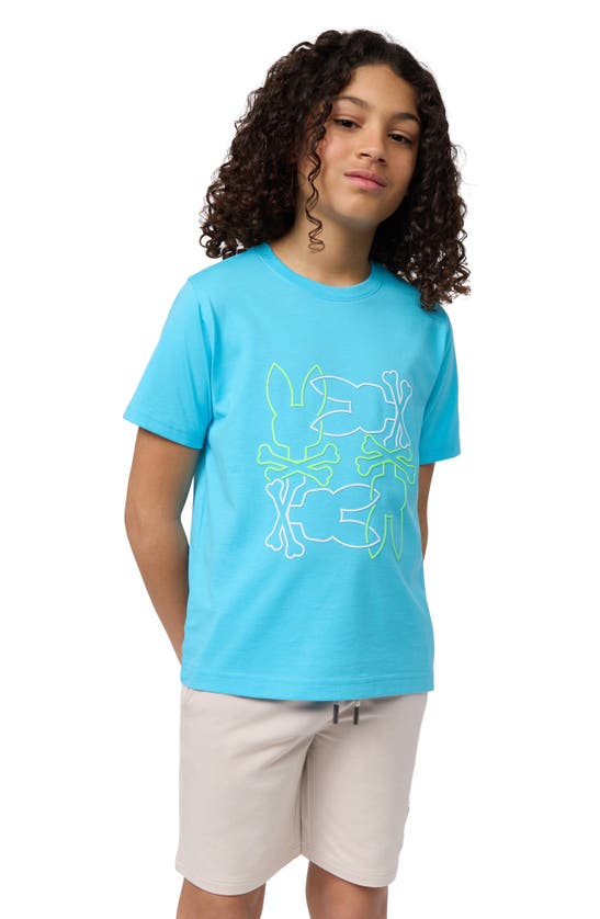 Shop Psycho Bunny Kids' Rodman Cotton Graphic T-shirt In Aquarius
