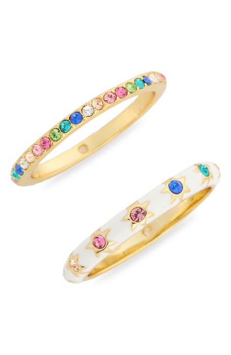 Set of 2 Cubic Zirconia Stackable Rings