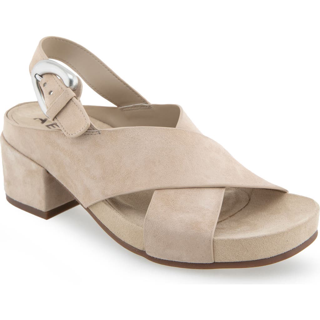 Aerosoles Women's Chrystie Buckle Block Heel Sandals In Pale Khaki Suede