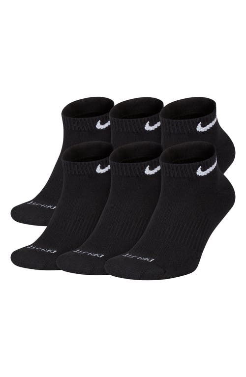Nike Dri-fit 6-pack Everyday Plus No-show Performance Socks In Black/white