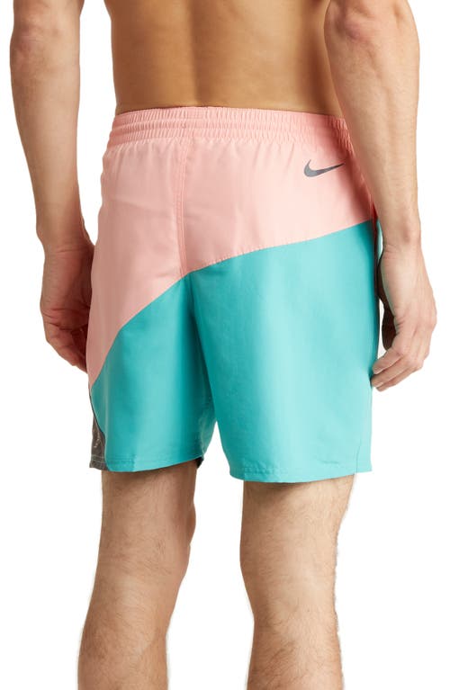 Shop Nike Volley Swim Trunks In Pink/teal/iron Grey