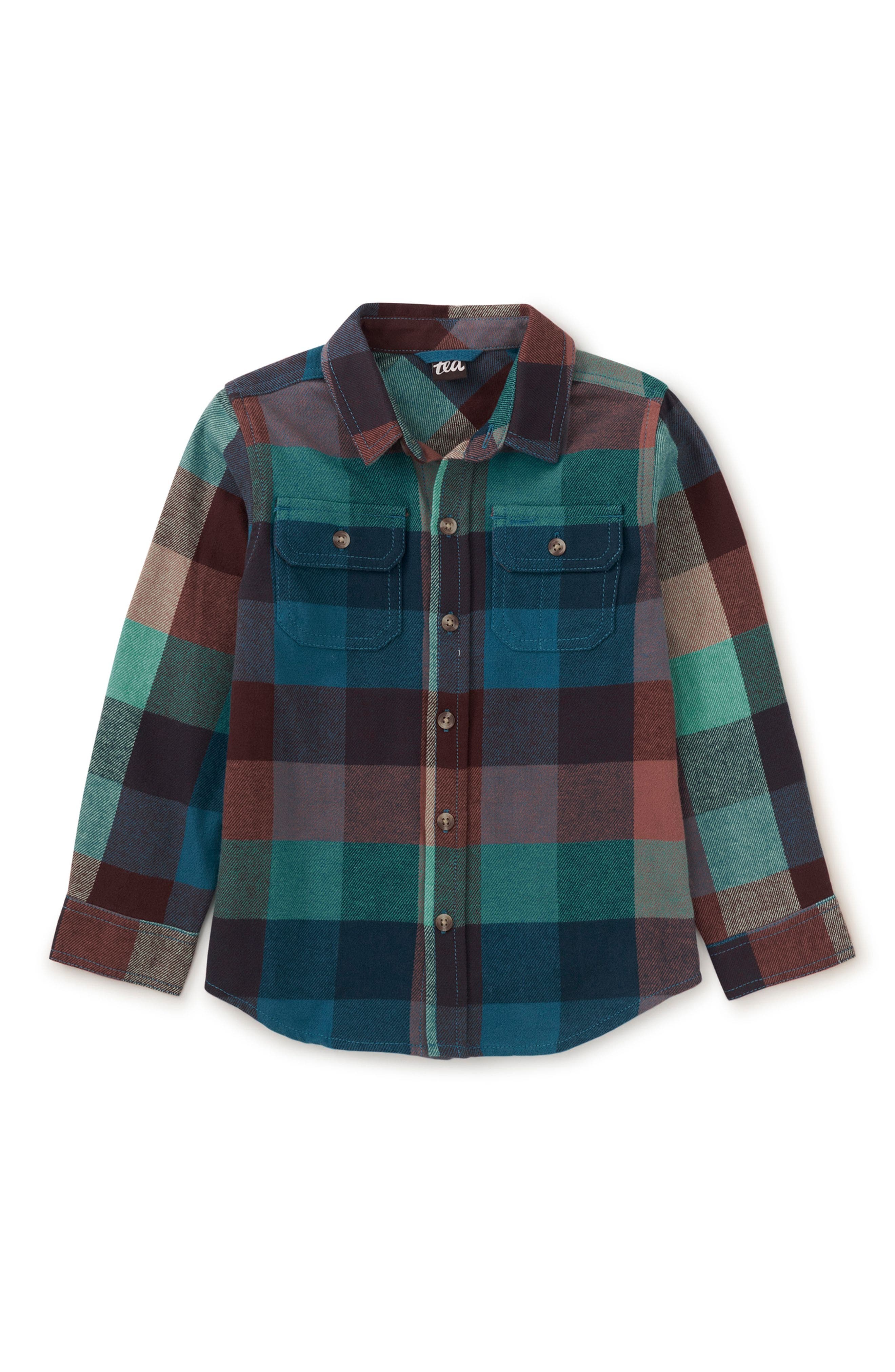 Tea Collection Flannel Button Up Shirt in Anatolian Plaid 