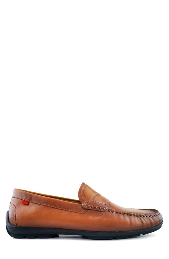 Shop Marc Joseph New York Hamilton Penny Strap Driving Loafer In Whiskey Brushed Napa
