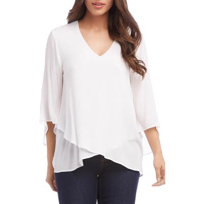 Karen Kane V-Neck Faux Wrap Top, White