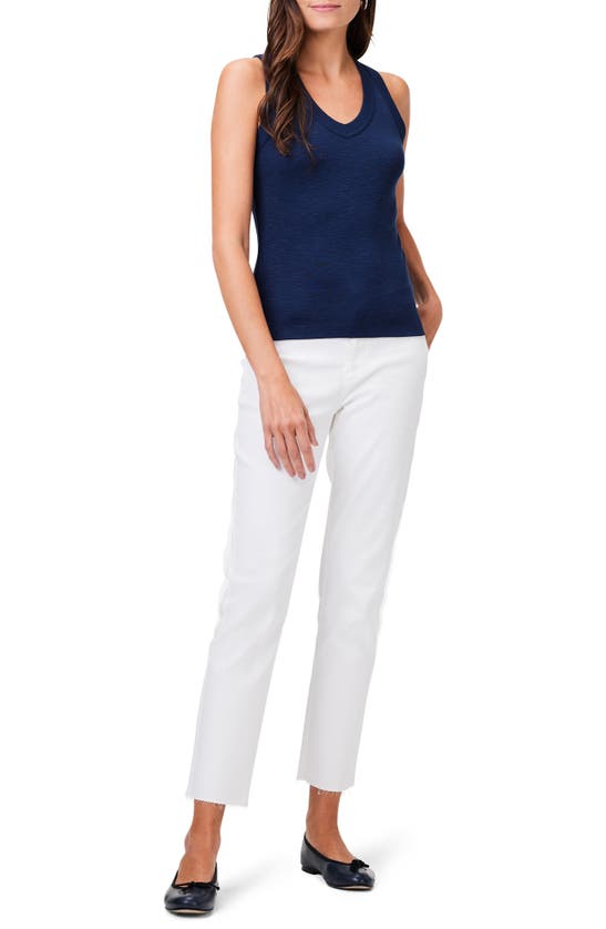 Nzt By Nic+zoe V-neck Cotton Blend Tank In Dark Indigo