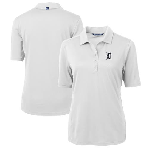 Women's Cutter & Buck White Detroit Tigers DryTec Virtue Eco Pique Recycled Polo