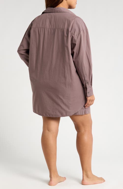 Shop Nordstrom Oversize Shirting Short Pajamas In Grey Plum