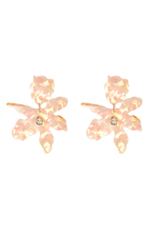 Crystal Resin Flower Drop Earrings
