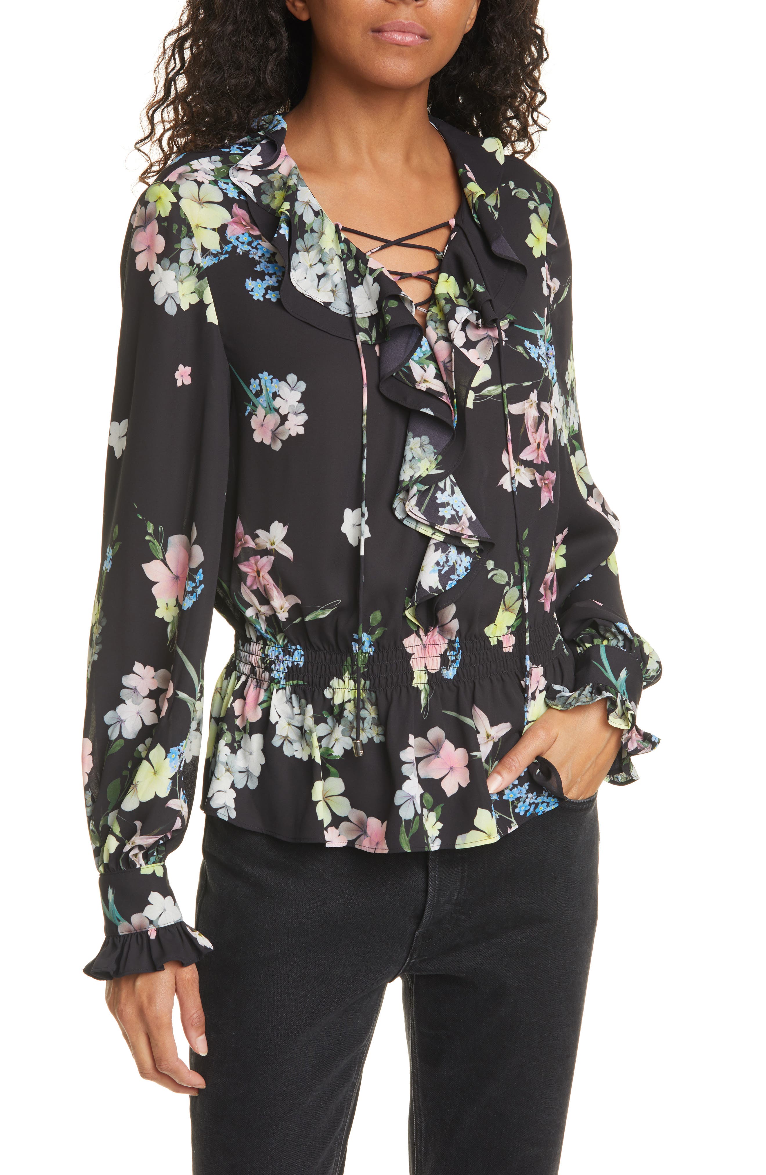 ted baker black floral blouse