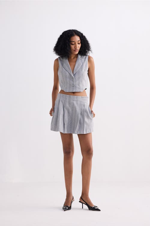 Reistor Cropped Cotton Tweed Vest In Steel Breeze