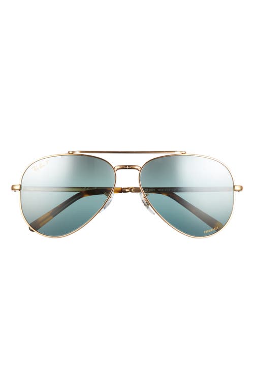 Ray Ban Ray-ban New Aviator 58mm Polarized Pilot Sunglasses In Legend Gold/gradient Blue