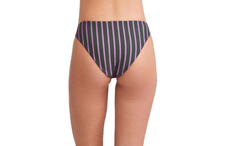 Shop Au Naturel By Gottex Striped Print Mid-rise Swim Bottom In Dark Olive