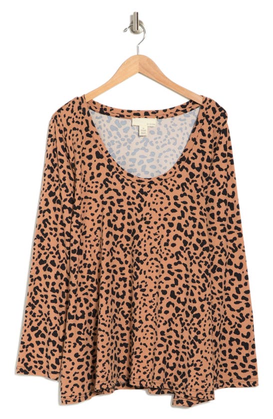 Love By Design Tara Long Sleeve Top In Tan Leopard
