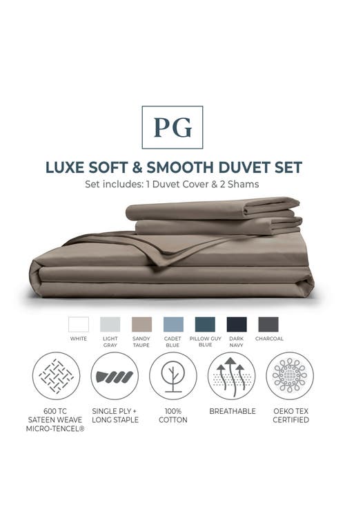 Pillow Guy Soft & Smooth Tencel Duvet Cover 3-piece Set In Sandy Taupe