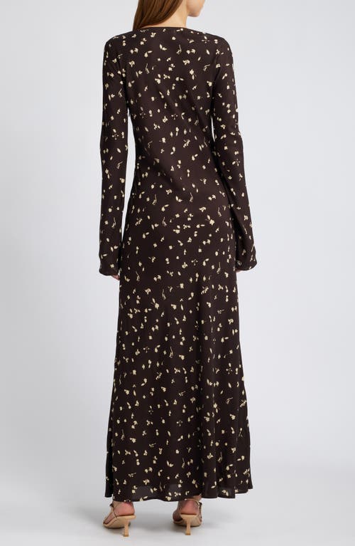 Shop Faithfull The Brand Lilou Floral Long Sleeve Jersey Maxi Dress In Clover Brown