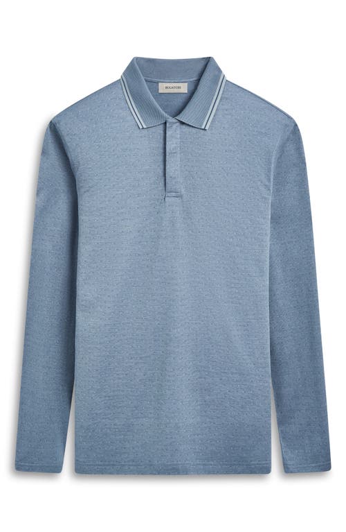 Shop Bugatchi Jacquard Long Sleeve Polo In Sage Blue