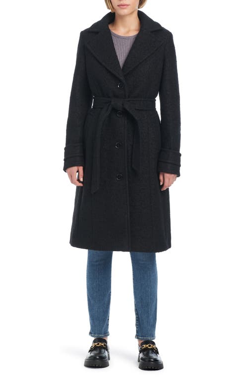 Shop Kate Spade New York Club Belted Wool Blend Coat With Removable Faux Fur Collar And Cuffs In Black