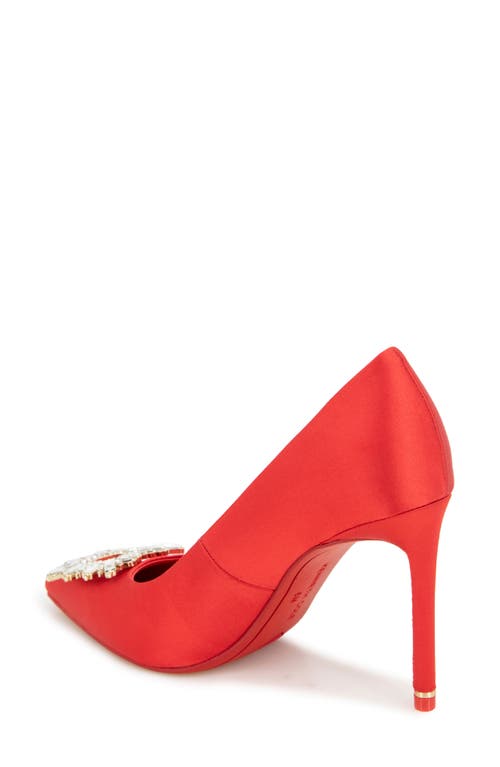 Shop Kenneth Cole Quinnly Jewel Pointed Toe Pump In Fuego Satin