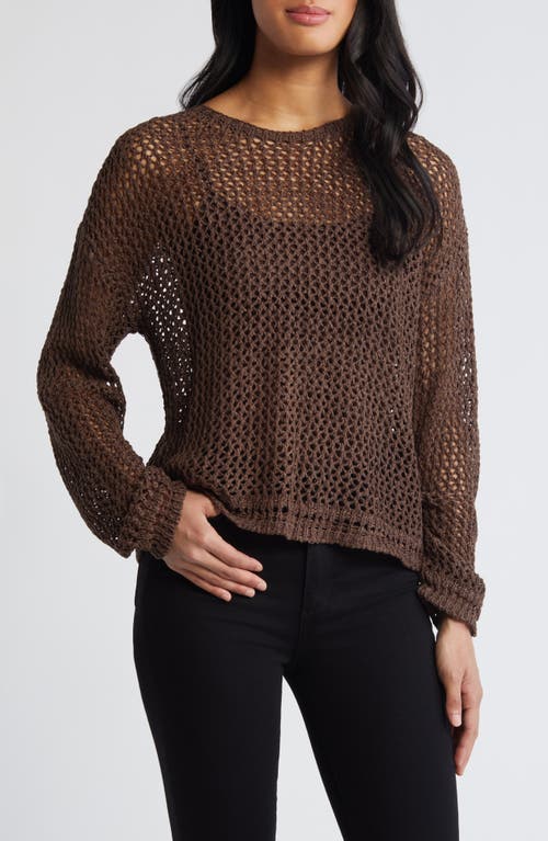 Bella Dahl Open Stitch Drop Shoulder Sweater in Cocoa Cobana at Nordstrom, Size X-Small