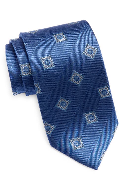 Geometric Medallion Silk Tie in Blue