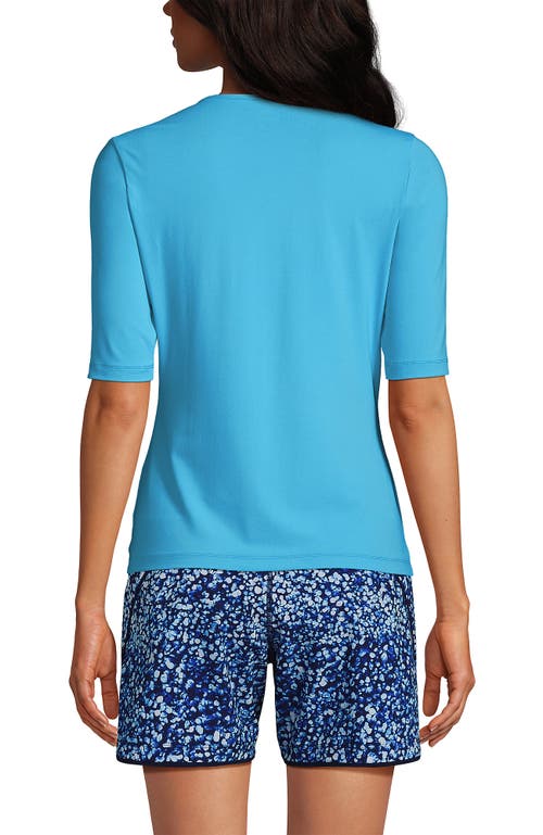 Shop Lands' End Long Crew Neck Rash Guard Upf 50 Sun Protection Swim Tee In Turquoise