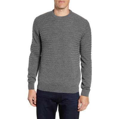 Bugatchi Stripe Knit Crewneck Sweater, Black
