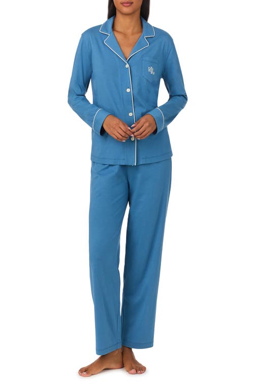 Shop Lauren Ralph Lauren Cotton Blend Pajamas In Blue