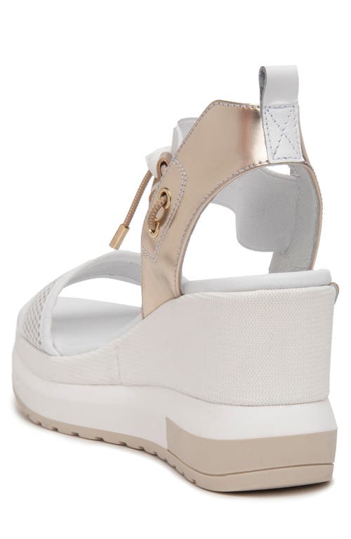 Shop Nerogiardini Bungee Platform Wedge Sandal In White/gold