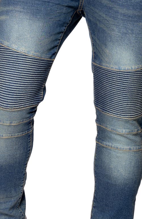 X-ray Xray Stretch Moto Skinny Jeans In Medium Blue Tint