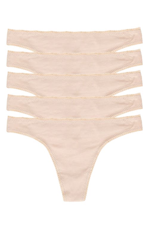 On Gossamer Cabana Hip G Thongs, Set Of 5 In Champagne
