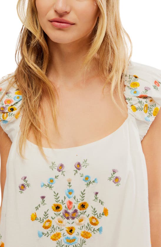 Shop Free People Wildflower Embroidered Minidress In Cream Combo