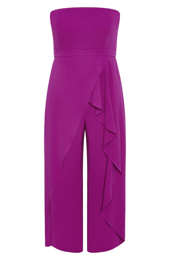 Shop City Chic Attract Strapless Jumpsuit In Magenta