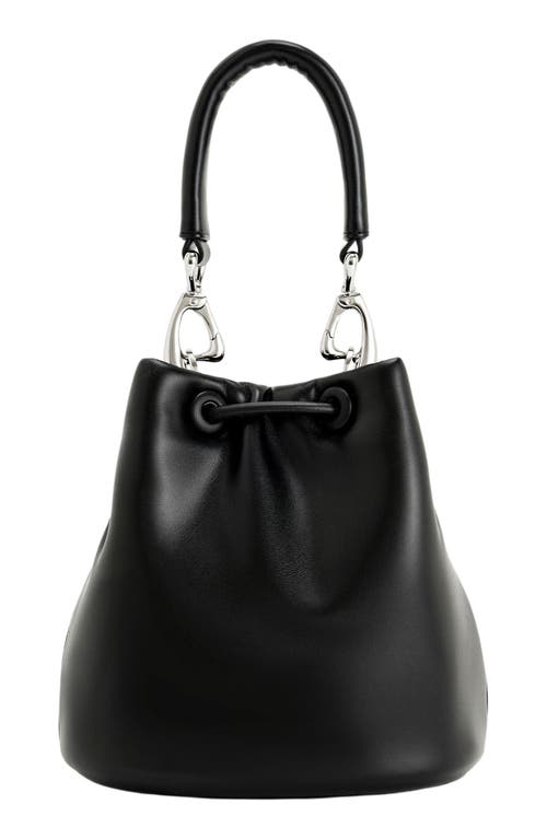 Yulia Faux Leather Bucket Bag in Black