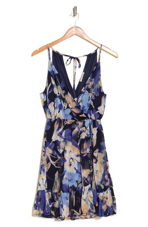 Shop Lovestitch Surplice Sleeveless Dress In Navy/light Blue