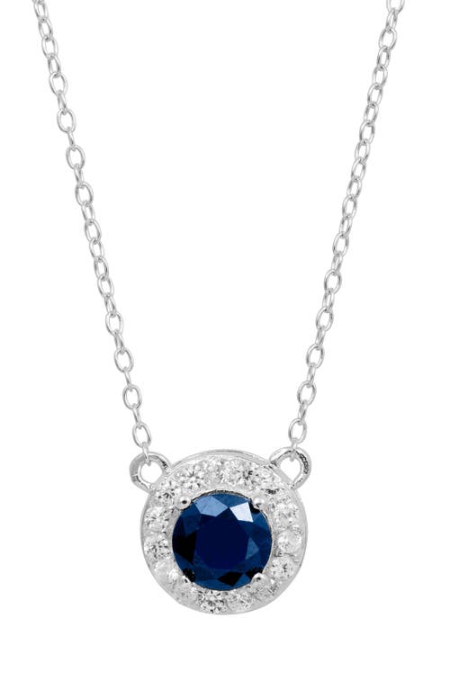 Shop Savvy Cie Jewels Gemstone Halo Pendant Necklace In Silver/sapphire