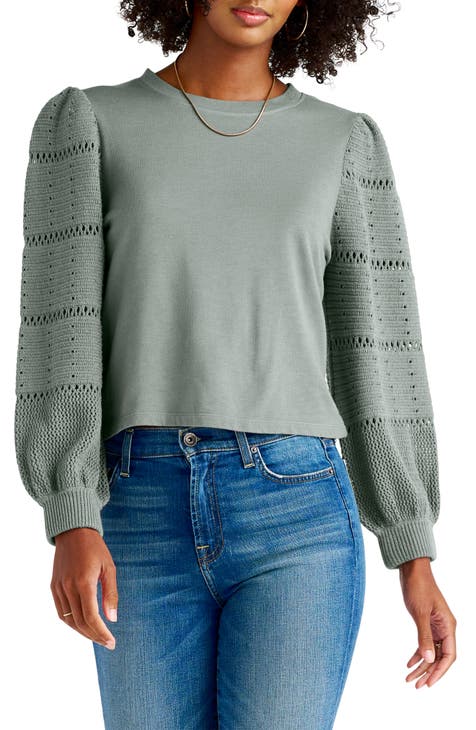 Lilliana Pointelle Sleeve Sweater