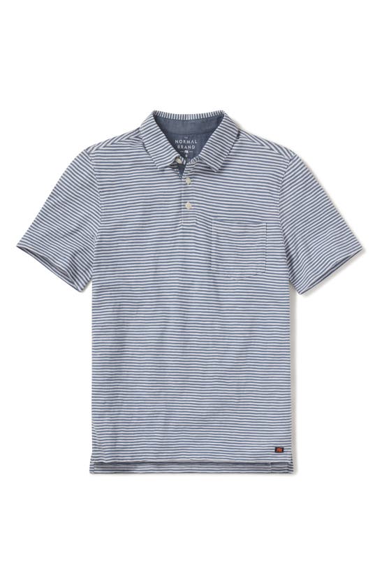 Shop The Normal Brand Slub Pocket Polo In Blue Stripe
