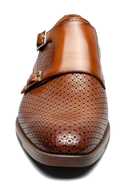 Shop Stacy Adams Arthur Perforated Double Monk Strap Shoe In Cognac