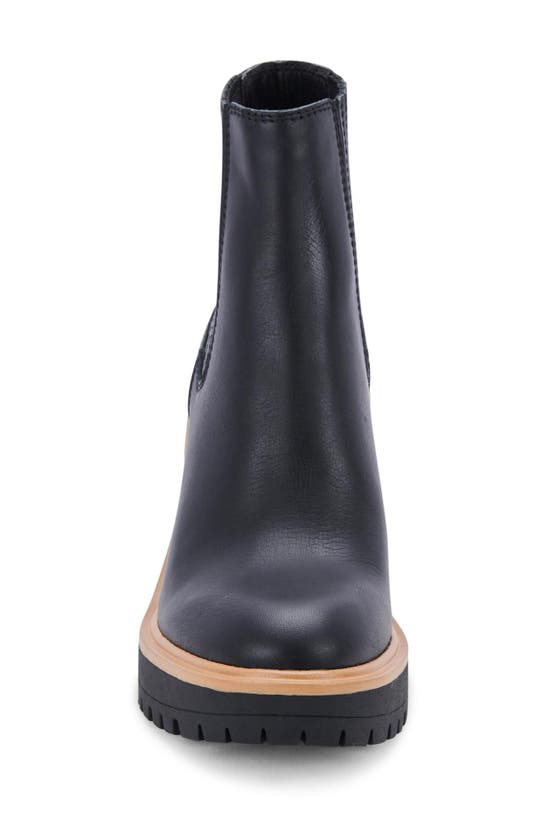 Dolce Vita Caster H2o Waterproof Block Heel Bootie In Onyx Leather H2o