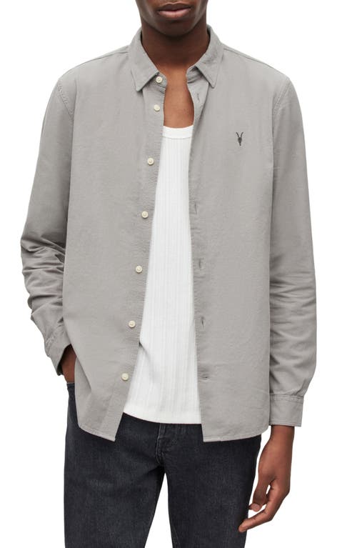 AllSaints Lovell Cotton Button-Up Shirt Soft Green at Nordstrom,