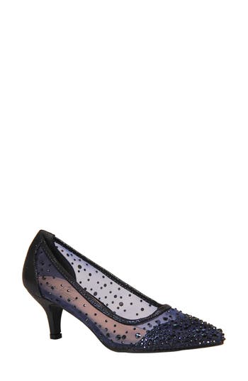 Lady Couture Women's Silk Embellished Pumps In Navy