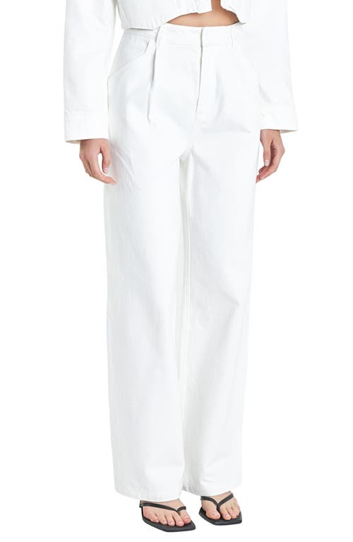 Shop Grey Lab High Waist Wide Leg Pants In Off White